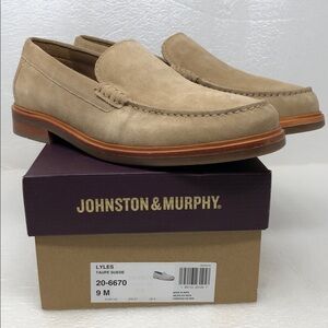 NEW JOHNSTON & MURPHY Loafers Lyles Taupe Suede Business Slip On Men’s Size 9